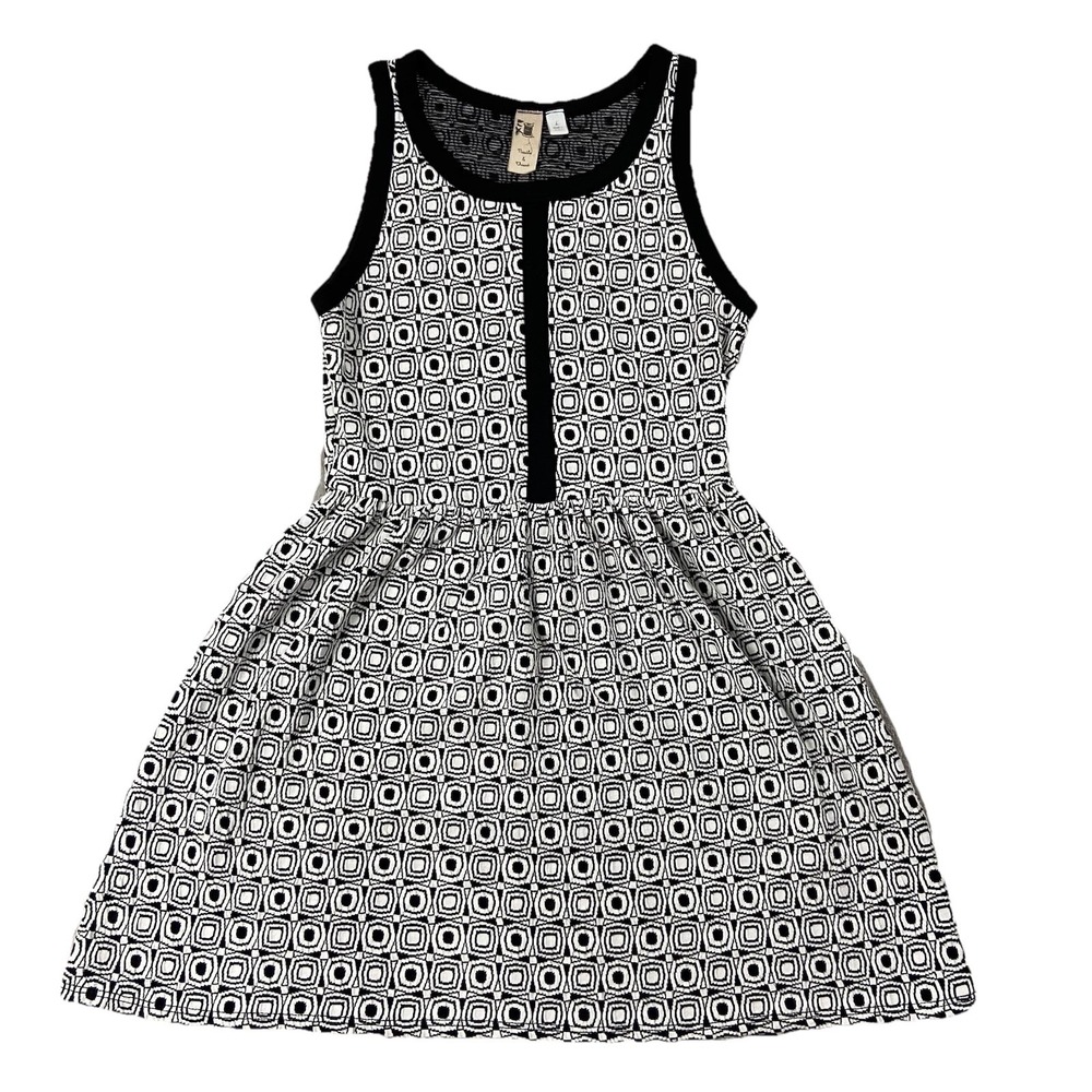Needle And Thread Sleeveless Mod Print Knit Mini Dress Black White Size L Retro